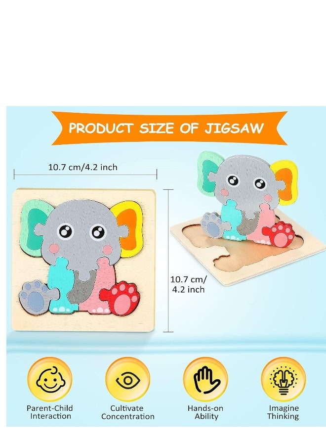 6 Pack Wooden Puzzles for Toddler 1-3 Years Old Wood Jigsaw Puzzles for Boys Montessori Games and Educational Toys for Kids Wooden Toddler Puzzles Present - Image 2